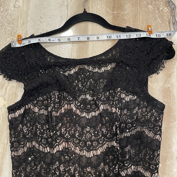 Womens Dress Mini Small Black Lace Lined‎ Tiered Fairy Goth Club Pinup Couture S - Picture 6 of 14